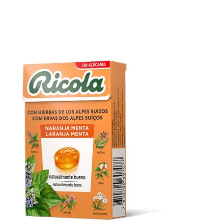 RICOLA CARAMELOS SIN AZUCAR MENTA NARANJA 50 G