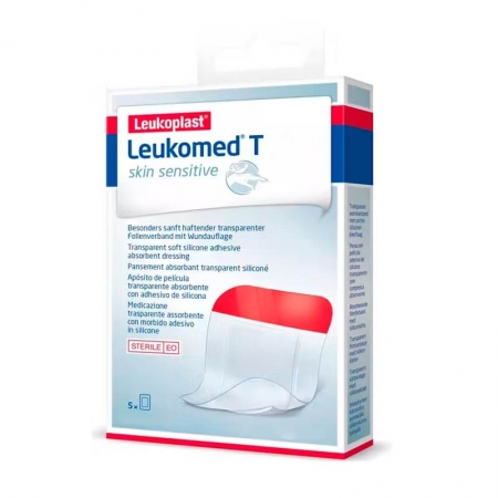 LEUKOMED T SKIN SENSITIVE 5 APOSITOS ESTERILES DE SILICONA 8 X 10 CM