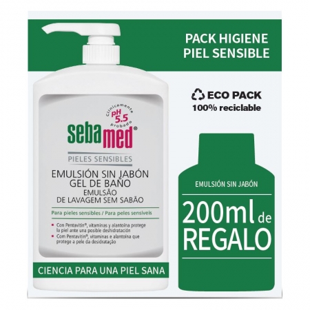 SEBAMED EMULSION SIN JABON GEL DE BAÑO 1 L + 200 ML REGALO