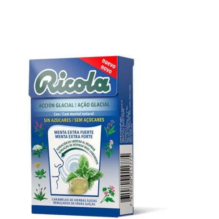 RICOLA CARAMELOS ACCIÓN GLACIAL CON MENTA EXTRA FUERTE 50 G