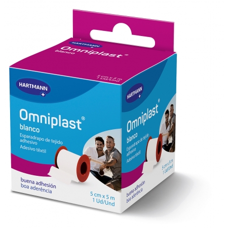 OMNIPLAST ESPARADRAPO HIPOALERGICO TELA BLANCA 5 M X 5 CM