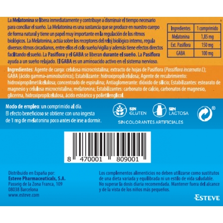 DORMINATUR MELATONINA 30 COMPRIMIDOS LIBERACION PROLONGADA