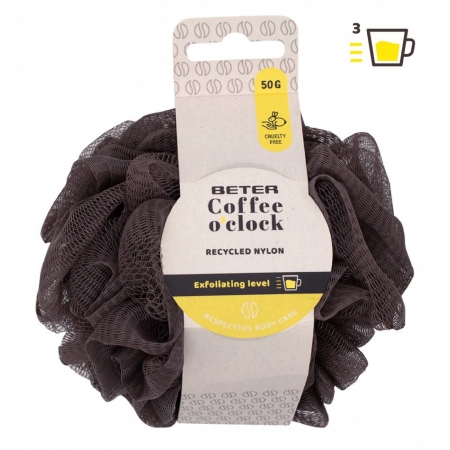 BETER ESPONJA DE BAÑO DE MALLA NYLON RECICLADO COFFEE O´CLOCK 1 UNIDAD