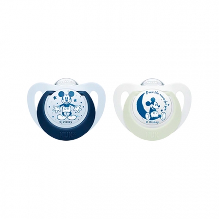 NUK STAR MICKEY NIGHT 2 CHUPETES SILICONA 18-36 MESES -BAJA-