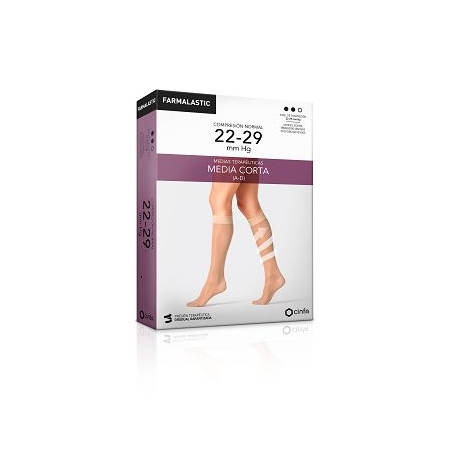 FARMALASTIC MEDIA CORTA COMP NORMAL (22-29 MM HG) PUNTA CERRADA BEIGE T- REINA