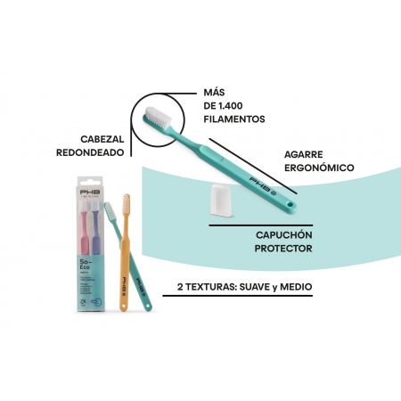 PHB TIME TO CARE CEPILLO DENTAL ADULTO ECO SUAVE DUPLO 2 UNIDADES
