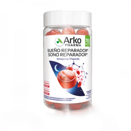 ARKOGUMMIES AMAPOLA SUEÑO REPARADOR 60 CARAMELOS DE GOMA SABOR FRAMBUESA