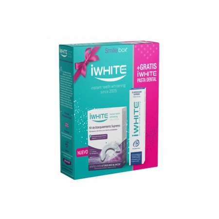 IWHITE KIT BLANQUEAMIENTO SUPREMO 10 MOLDES + PASTA DENTAL 75 ML SMILE BOX