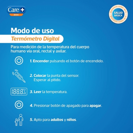 CARE+ TERMOMETRO DIGITAL PANTALLA GRANDE PUNTA FLEXIBLE