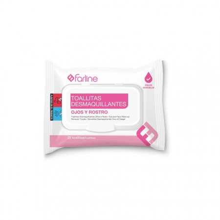 FARLINE 25 TOALLITAS DESMAQUILLANTES CON TAPA ANTISECADO