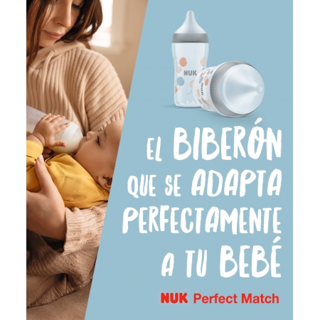 NUK PERFECT MATCH BIBERON PP TETINA DE SILICONA FLUJO M 260 ML WTP MICKEY GRIS