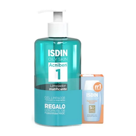 ISDIN OILY SKIN ACNIBEN LIMPIADOR MATIFICANTE 400 ML + FUSION WATER MAGIC 10 ML