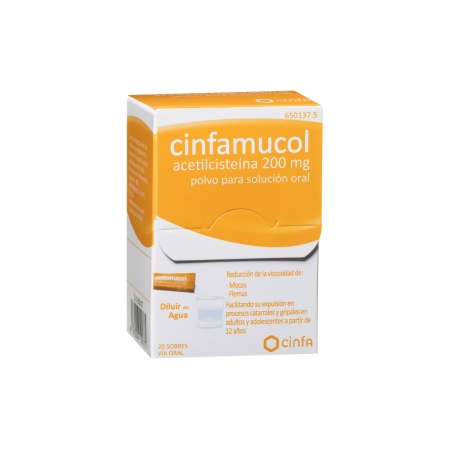 CINFAMUCOL ACETILCISTEINA 200 MG 20 SOBRES POLVO PARA SOLUCION ORAL