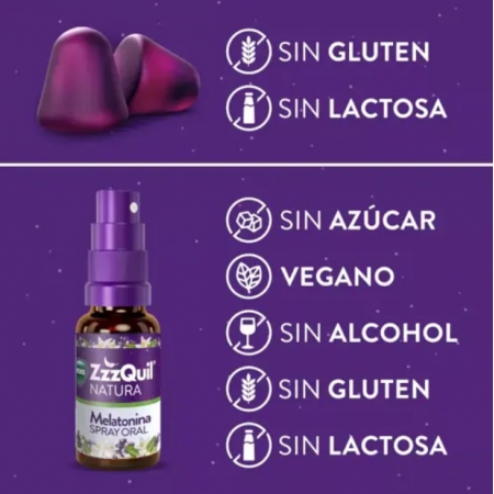 ZZZQUIL NATURA PACK 60 GUMMIES + 1 SPRAY 30 ML SABOR LAVANDA Y NARANJA