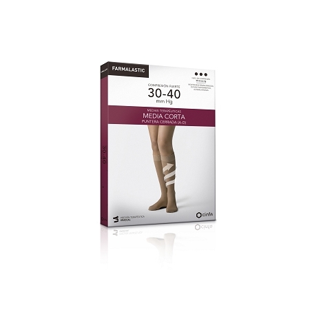 FARMALASTIC MEDIA CORTA (A-D) COMP FUERTE PUNTERA CERRADA T/EG BEIGE