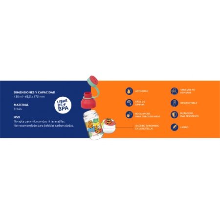 QUOKKA KIDS BOTELLA  ICE CON COLGADOR FEATHERS 430 ML