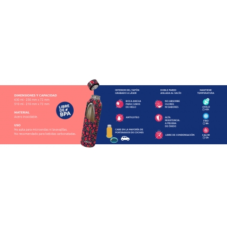 QUOKKA SOLID BOTELLA ACERO INOXIDABLE OCEAN 630 ML