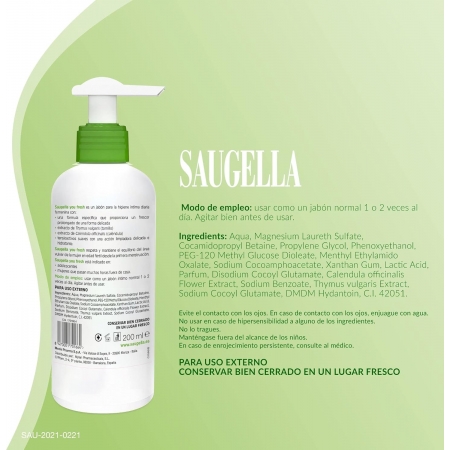 SAUGELLA YOU JABON INTIMO FRESH 200 ML
