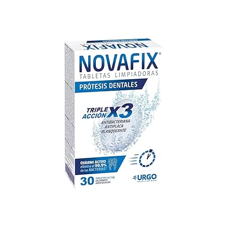 NOVAFIX 3 EN 1 TABLETAS LIMPIEZA PROTESIS 2X1 30 UNIDADES