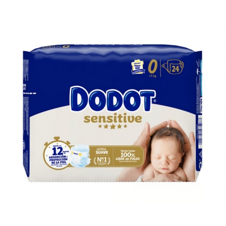 DODOT SENSITIVE 24 PAÑALES RECIEN NACIDO TALLA 0 3 KG.