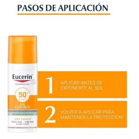 EUCERIN SUN OIL CONTROL SPF50+ GEL-CREMA 50 ML SIN COLOR