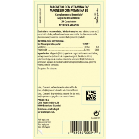 SOLGAR MAGNESIO CON VITAMINA B6 250 COMPRIMIDOS
