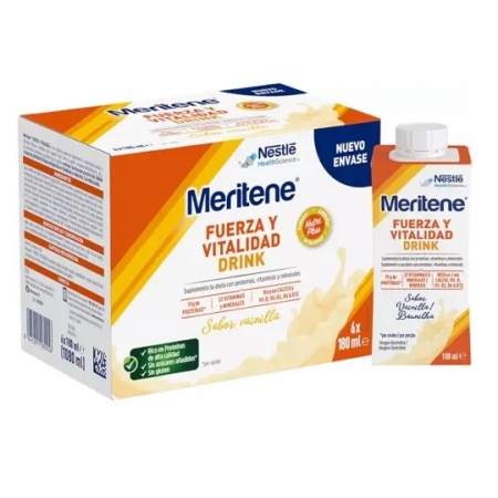 MERITENE FUERZA Y VITALIDAD DRINK 6 BOTELLAS 180 ML SABOR VAINILLA