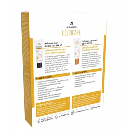 HELIOCARE PACK 360º GEL OIL FREE SPF50+ + ADVANCED SPRAY SPF50 MINITALLA