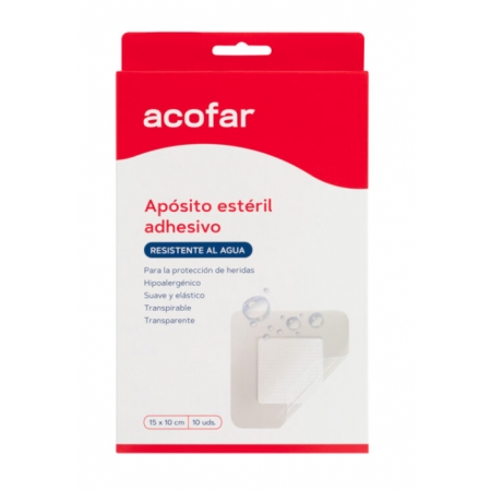 ACOFAR 10 APOSITOS ADHESIVOS RESISTENTES AL AGUA 10 CM X 8 CM