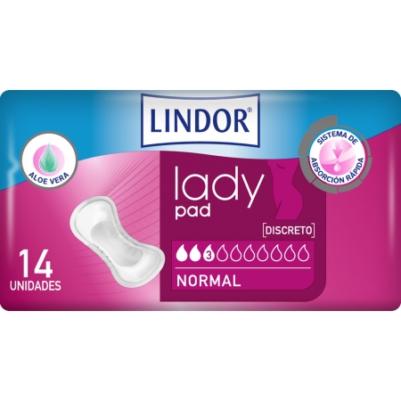 LINDOR LADY PAD 3 GOTAS INCONTINENCIA ORINA NORMAL 28 COMPRESAS