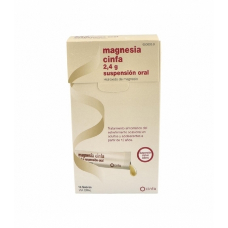MAGNESIA CINFA 2,4 G 14 SOBRES SUSPENSION ORAL 12 ML
