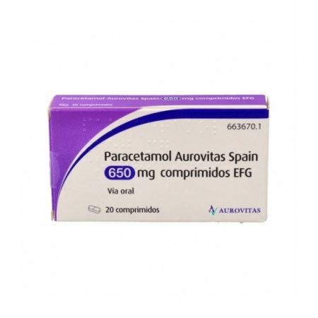 PARACETAMOL AUROVITAS SPAIN EFG 650 MG 20 COMPRIMIDOS