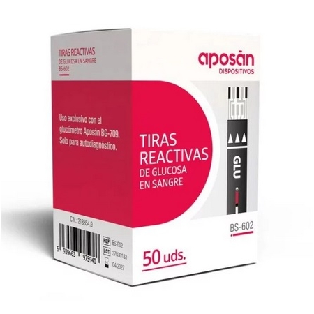 APOSAN 50 TIRAS REACTIVAS PARA GLUCEMIA (NUEVO MODELO BG-709)