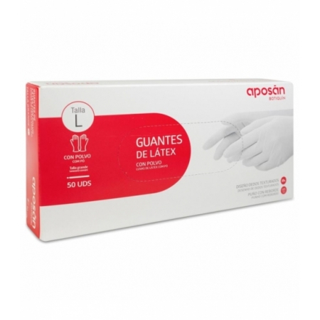 GUANTES DE LATEX APOSAN BOTIQUIN 50 UNIDADES TALLA L