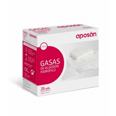 GASA ESTERIL ALGODON HIDROFILO COMPRESAS APOSAN 5 SOBRES 5 UNIDADES