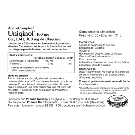 ACTIVECOMPLEX UNIQUINOL 100 MG 60 CAPSULAS