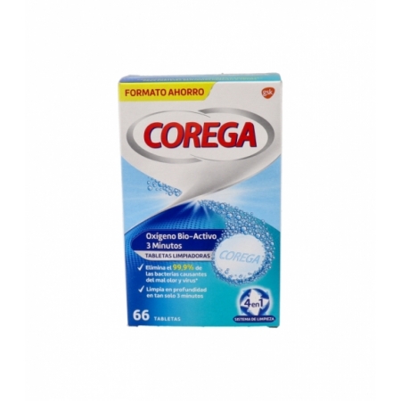 COREGA OXIGENO BIO-ACTIVO 66 TABLETAS LIMPIEZA PROTESIS DENTALES