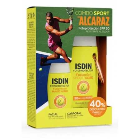 ISDIN PACK BY ALCARAZ GEL SPORT SPF50 100 ML + FUSION WATER MAGIC SPF50 50 ML