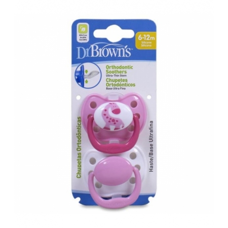 DR BROWN´S CHUPETE SILICONA ORTHODONTIC ROSA  6 - 12 M 2 U