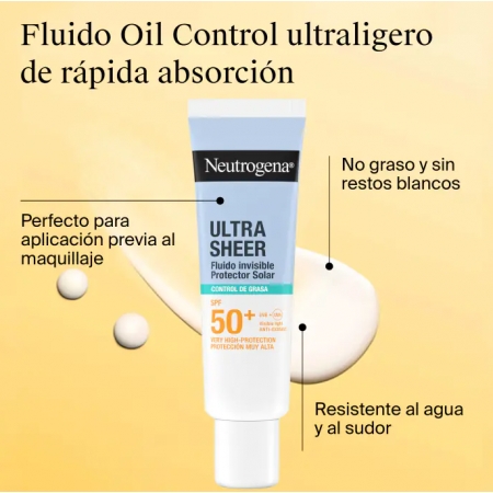 NEUTROGENA ULTRA SHEER FLUIDO INVISIBLE CONTROL DE GRASA SPF50+ 50 ML