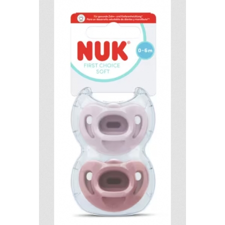 NUK FIRST CHOICE SOFT 2 CHUPETES SILICONA 0 - 6 MESES COLORES SURTIDOS