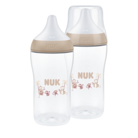 NUK PERFECT MATCH PACK 2 BIBERONES 3 MESES FLUJO M TETINA SILICONA 260 ML MONO