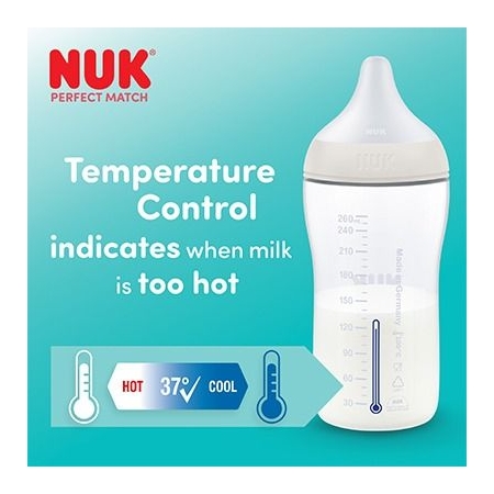 NUK PERFECT MATCH PACK 2 BIBERONES 3 MESES FLUJO M TETINA SILICONA 260 ML MONO