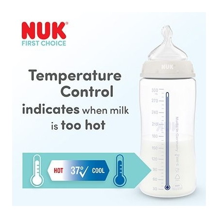 NUK FIRST CHOICE+ BIBERON 3 MESES TETINA DE SILICONA FLUJO M 300 ML COLORES SURTIDOS