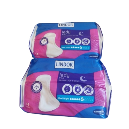 LINDOR LADY PAD MAXI NIGHT 6 GOTAS INCONTINENCIA ORINA 28 COMPRESAS