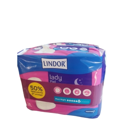 LINDOR LADY PAD MAXI NIGHT 6 GOTAS INCONTINENCIA ORINA 28 COMPRESAS
