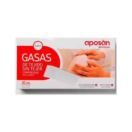APOSAN GASA ESTERIL TEJIDO SIN TEJER COMPRESAS 20 GASAS 20 CM X 10 CM