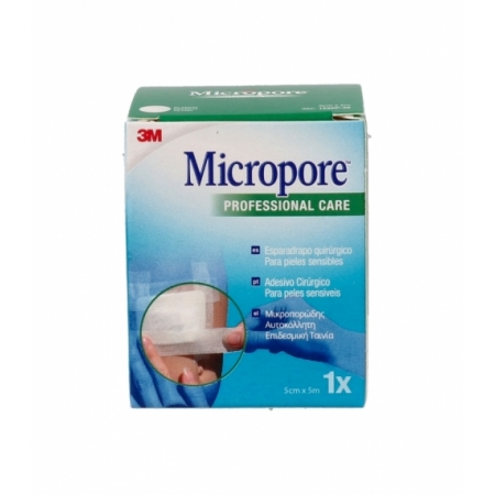 MICROPORE ESPARADRAPO HIPOALERGICO PAPEL 5 CM X 5 M BLANCO