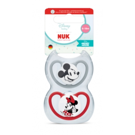 NUK PERFECT MATCH AIR MICKEY 2 CHUPETES SILICONA 6 - 18 MESES ROJO/GRIS