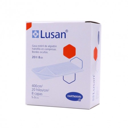 LUSAN GASA ESTERIL ALGODON HIDROFILO 25 UNIDADES (5 GASAS X 5 PAQUETITOS)